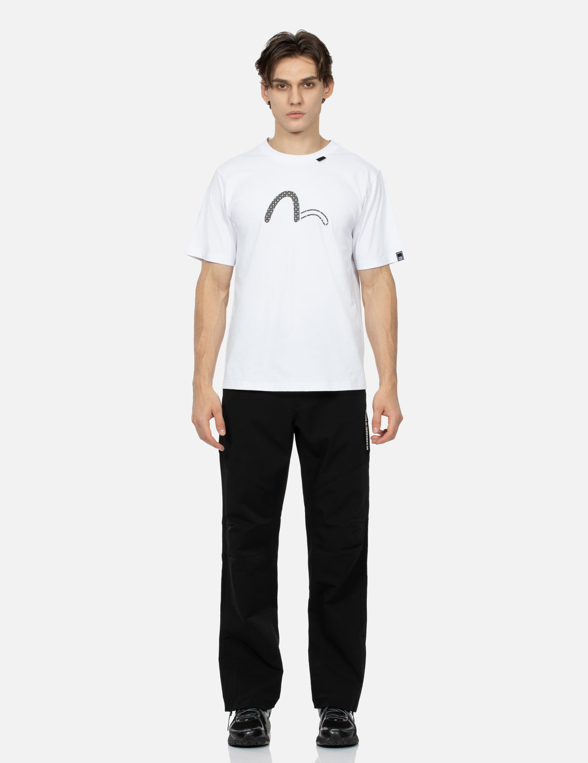グリッドカモメとロゴレギュラーフィットTシャツ