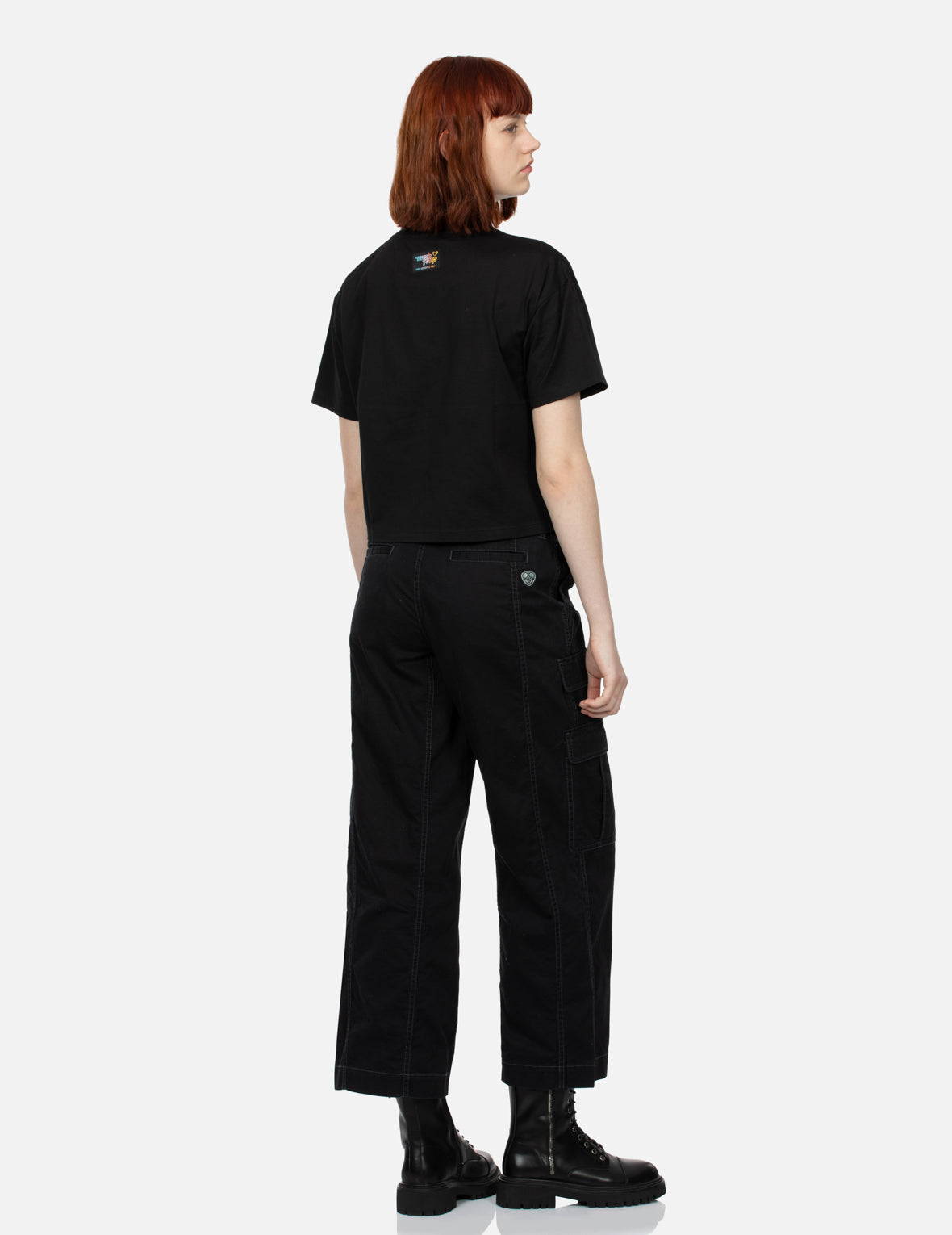 Y2Kホログラフィックハート型地球プリントのルーズフィットTシャツ