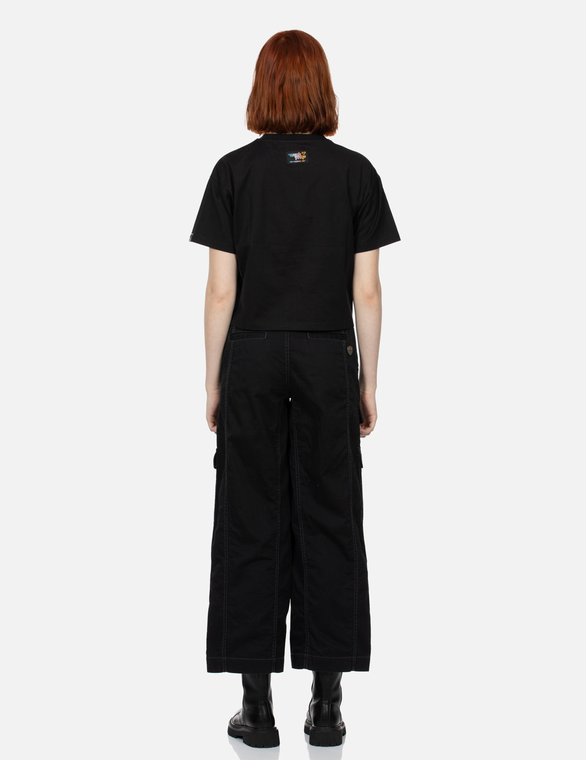 Y2Kホログラフィックハート型地球プリントのルーズフィットTシャツ