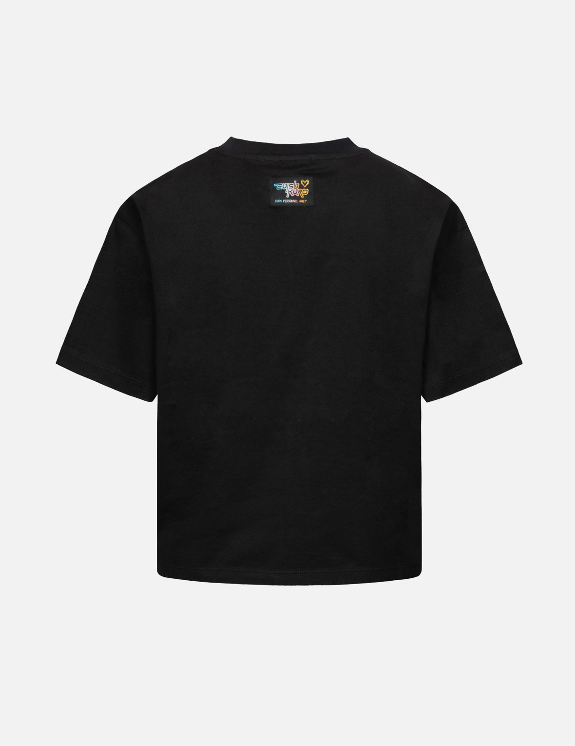 Y2Kホログラフィックハート型地球プリントのルーズフィットTシャツ