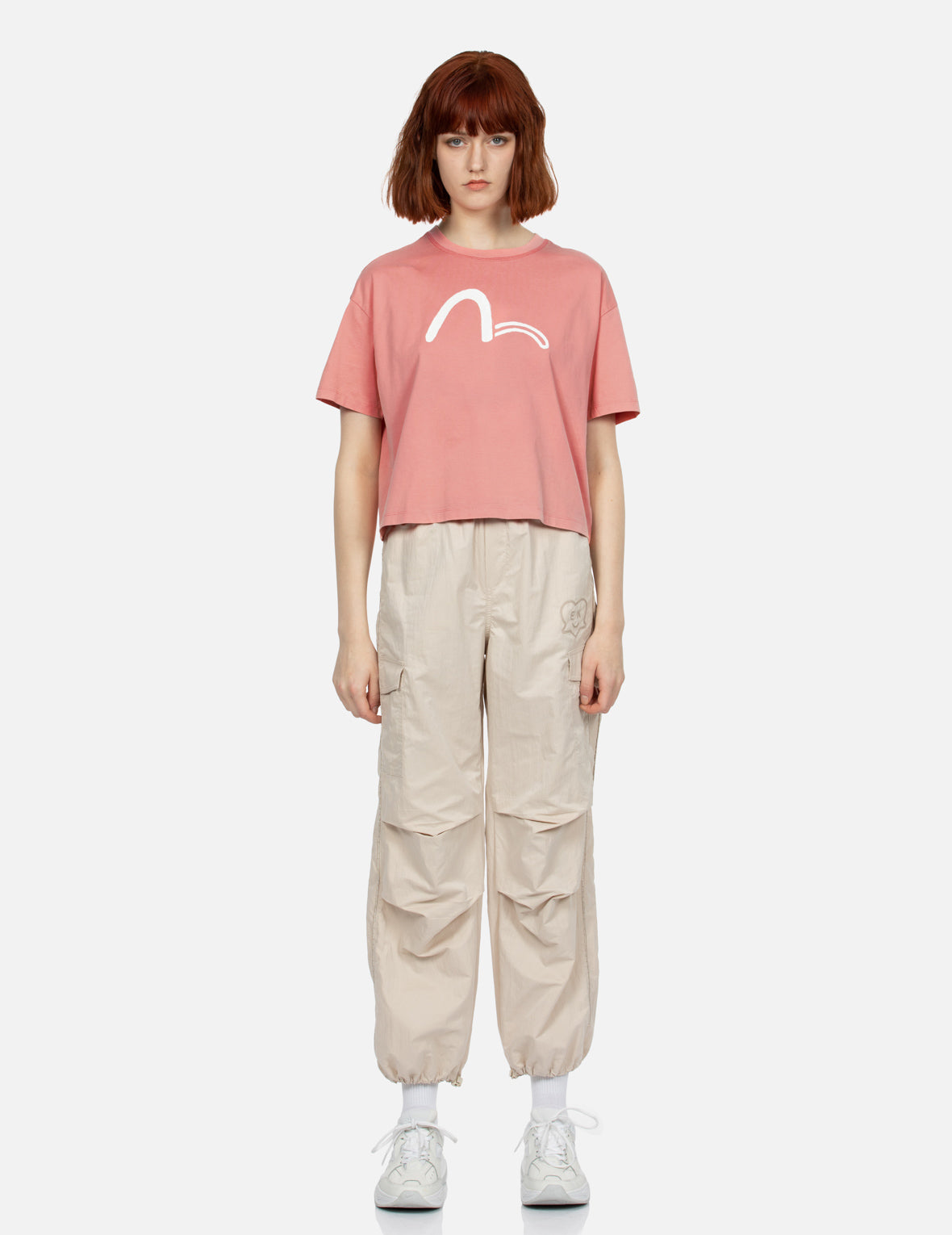ブラッシュアート家紋ロゴプリントクロップドTシャツ