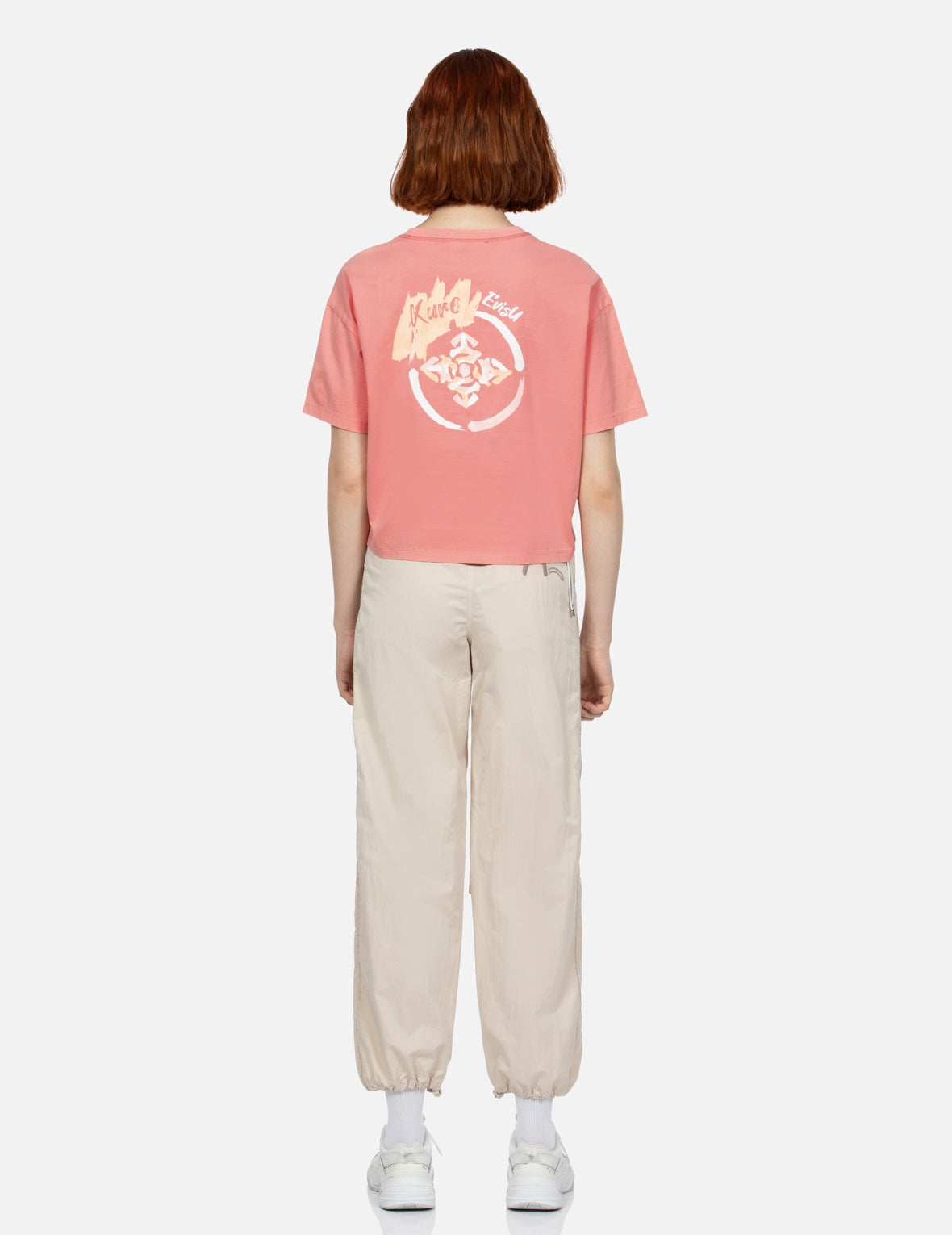 ブラッシュアート家紋ロゴプリントクロップドTシャツ