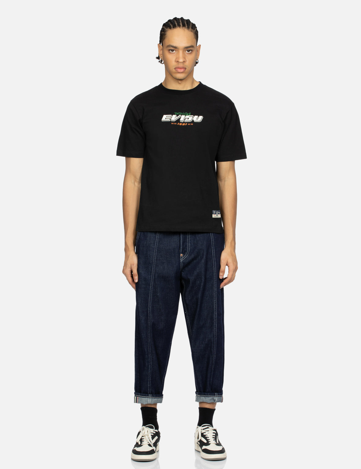 カモメとロゴプリントのバルーンフィットジーンズ