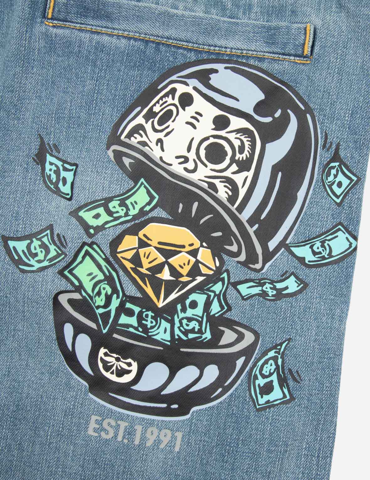 ダイヤモンドだるまプリントポケットクロップドフィットジーンズ #2027