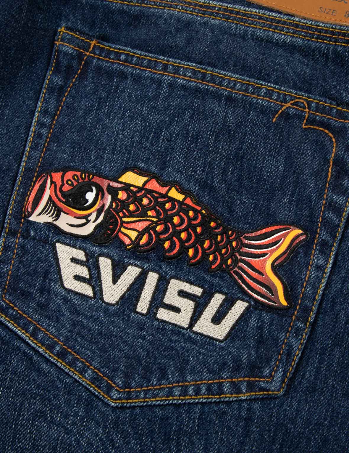 鯉のぼりプリントとカモメ刺繍クロップドフィットジーンズ#2027