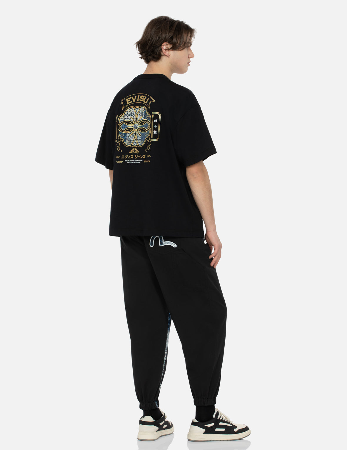 ロゴとカモメパッチワークアップリケルーズフィットジョガー