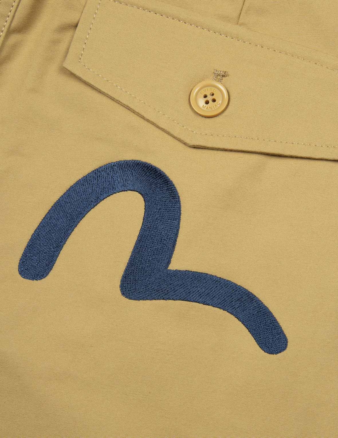 カモメ刺繍と旗の織りラベルリラックスフィットチノパンツ