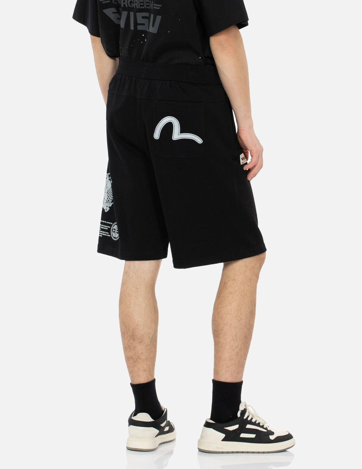 仏頭と鯉のぼり反射プリント リラックスフィット スウェットショートパンツ