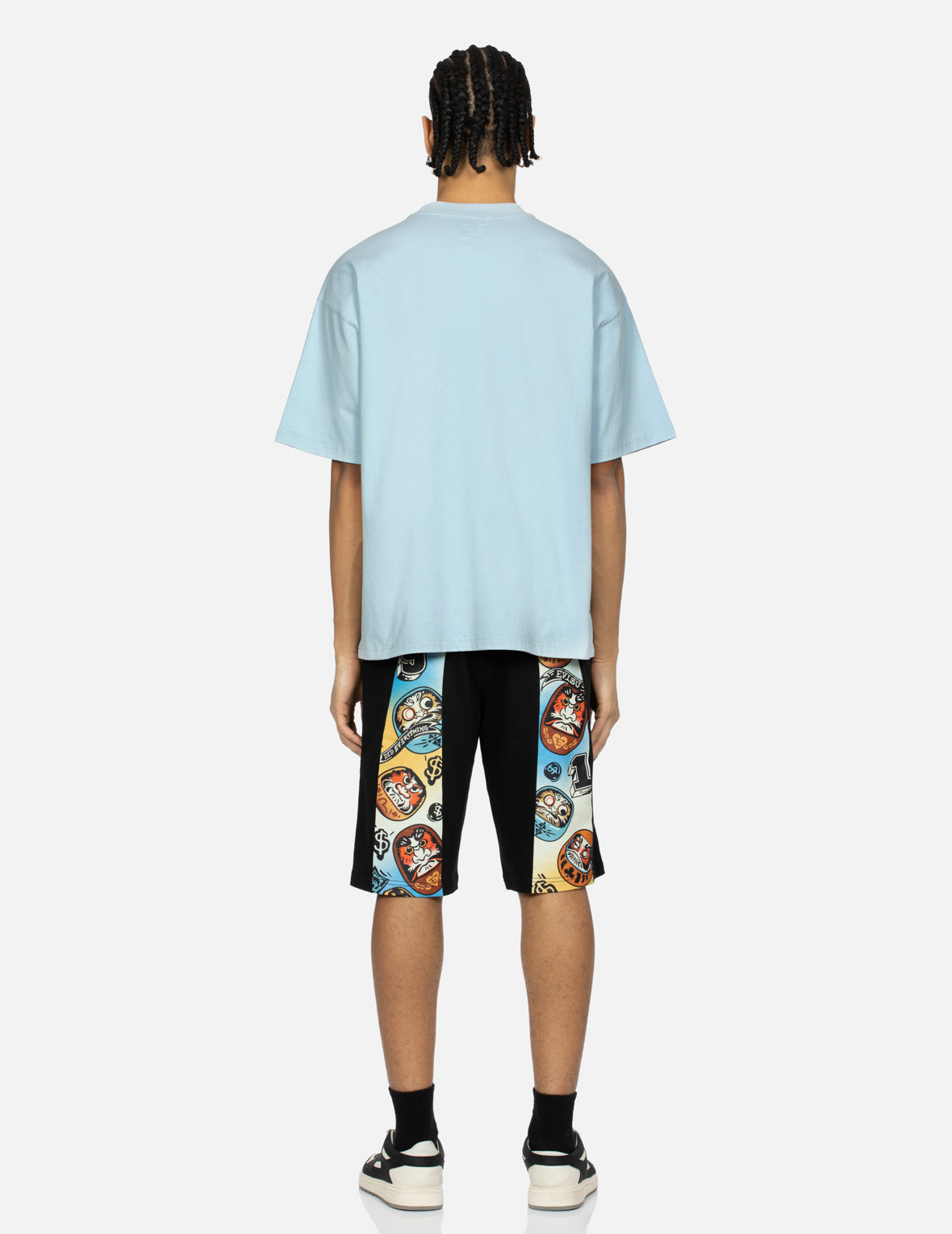 ロゴとゲームのだるまプリントリラックスフィットTシャツ