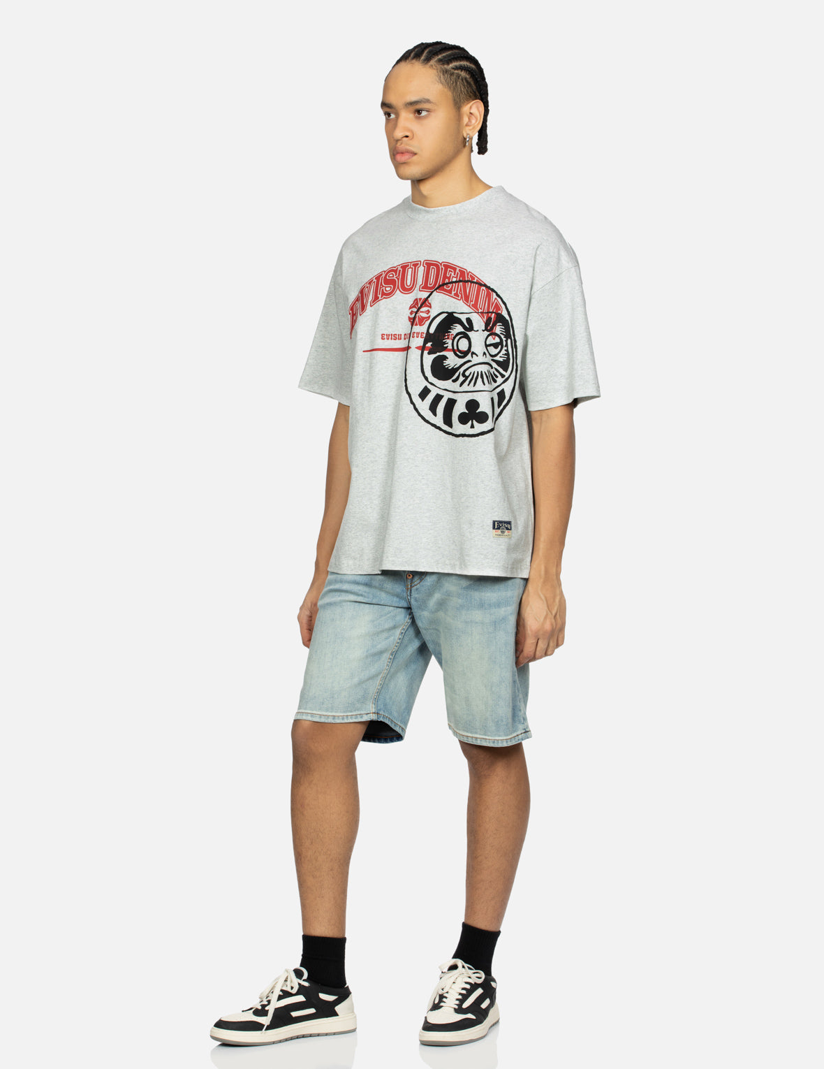 ロゴとゲームのだるまプリントリラックスフィットTシャツ