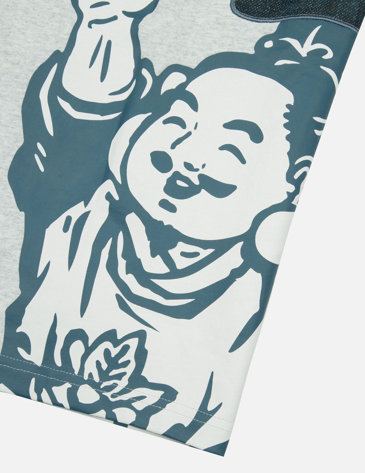 仏頭プリントとカモメ刺繍のルーズフィットTシャツ