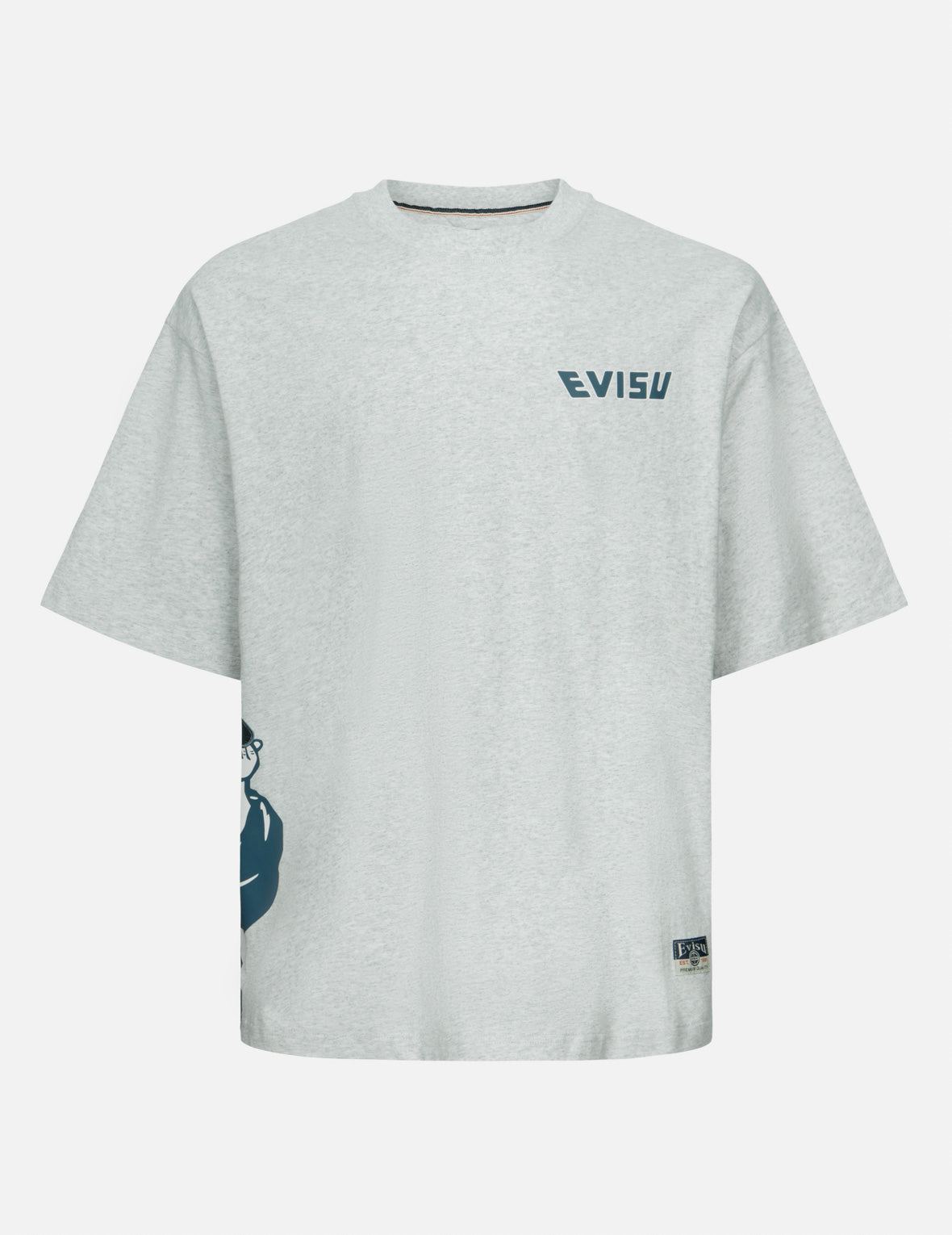 仏頭プリントとカモメ刺繍のルーズフィットTシャツ