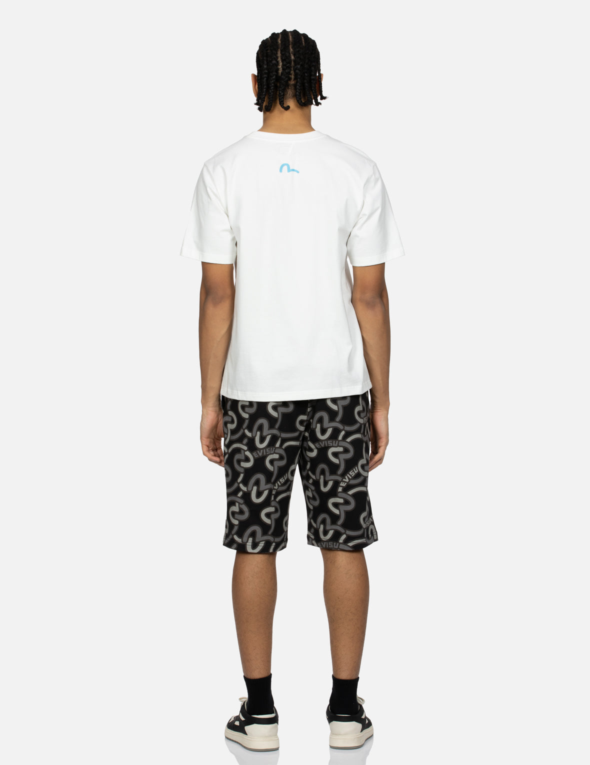 遊び心のある仏頭プリント レギュラーフィットTシャツ