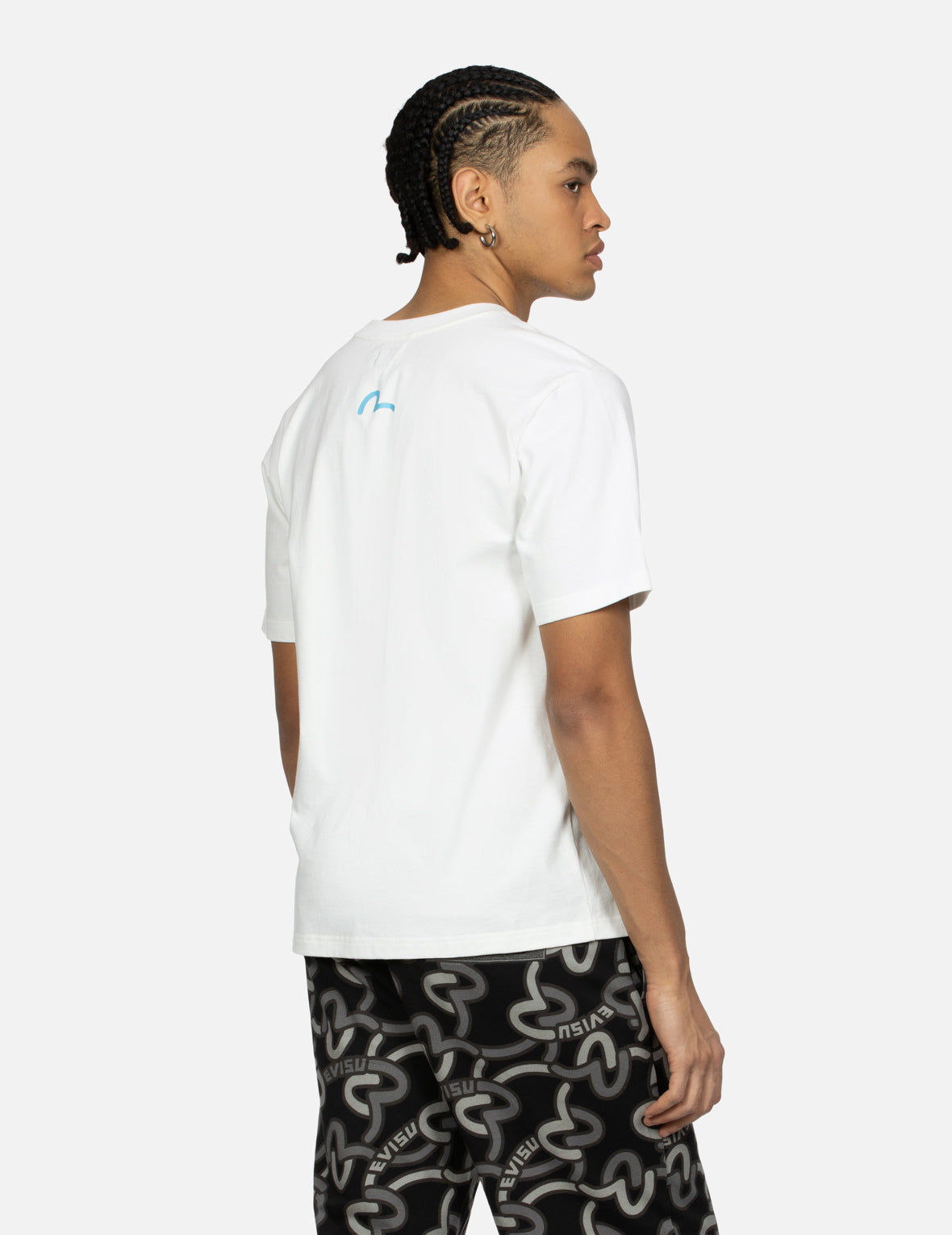 遊び心のある仏頭プリント レギュラーフィットTシャツ