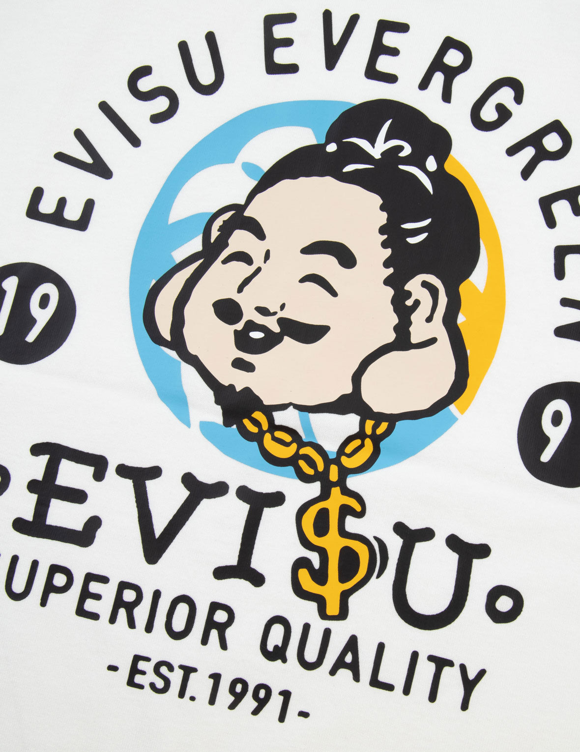 遊び心のある仏頭プリント レギュラーフィットTシャツ