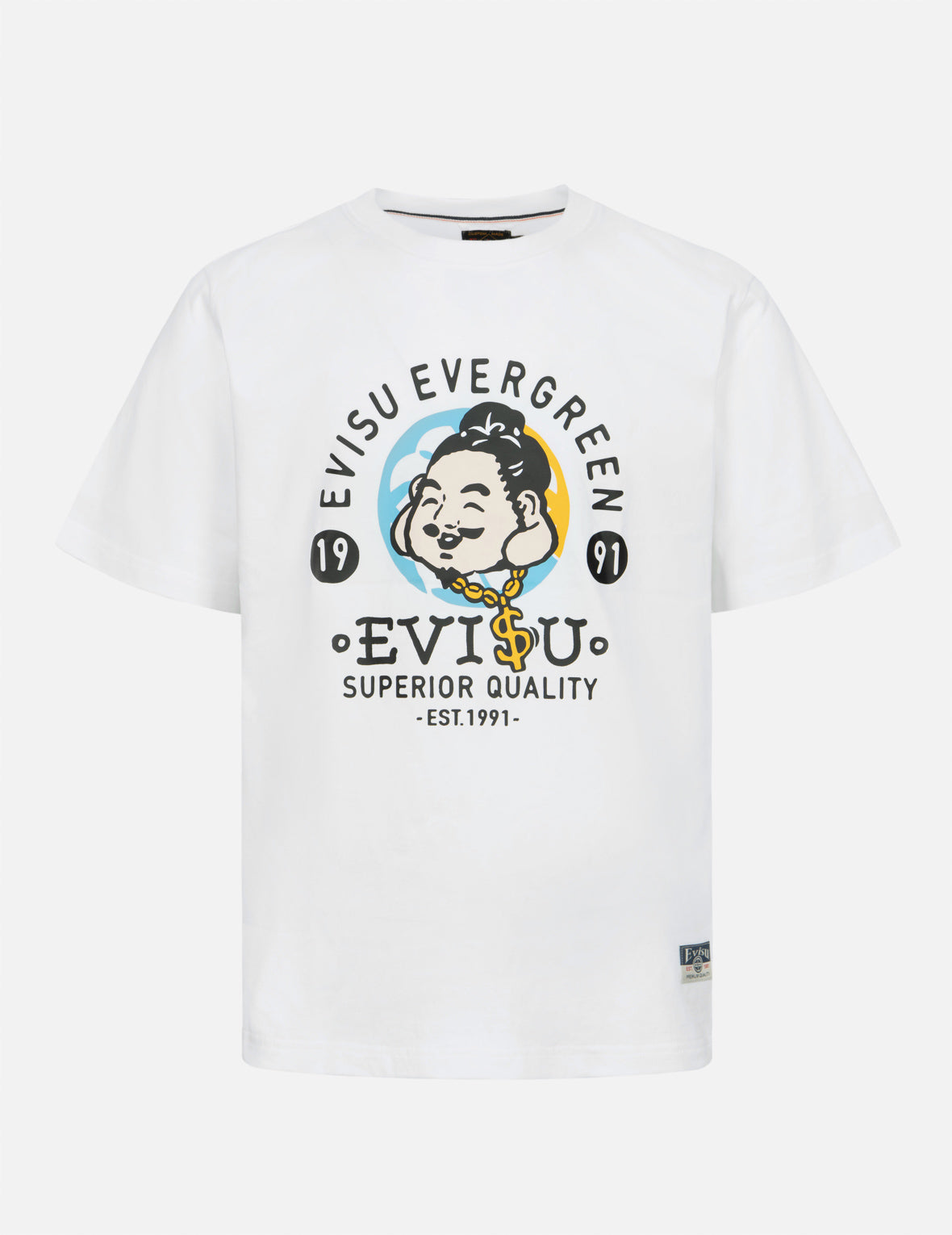 遊び心のある仏頭プリント レギュラーフィットTシャツ