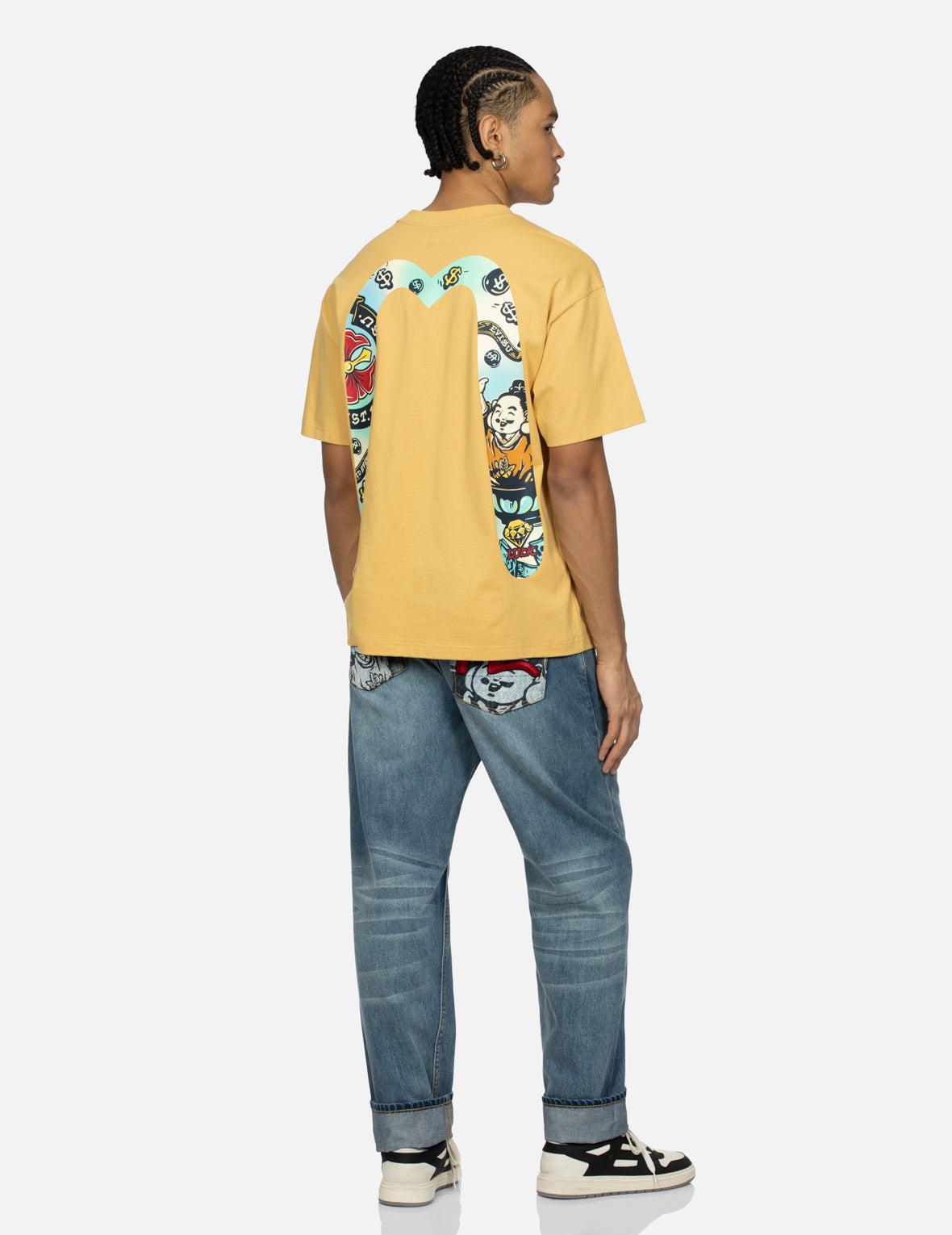 仏頭大黒プリントリラックスフィットTシャツ