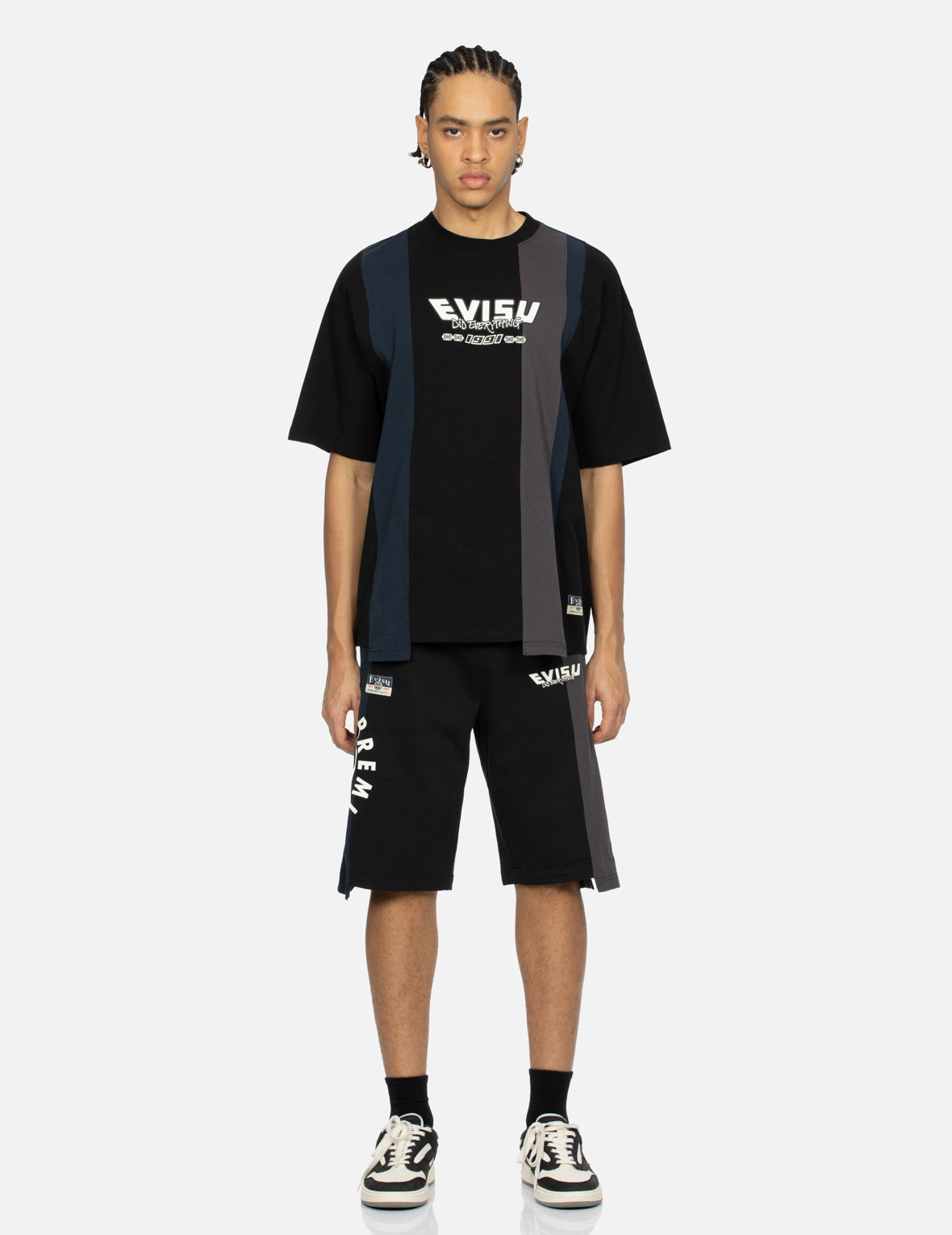 デコンストラクト遊び心ゴッドヘッドプリントのルーズフィットTシャツ
