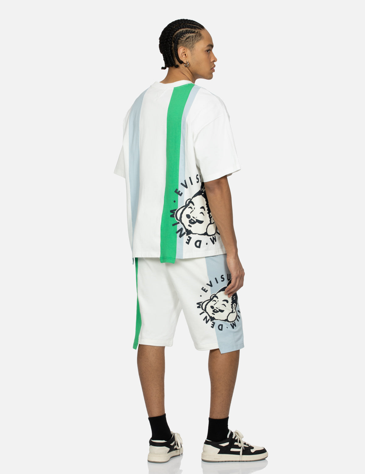 デコンストラクト遊び心ゴッドヘッドプリントのルーズフィットTシャツ