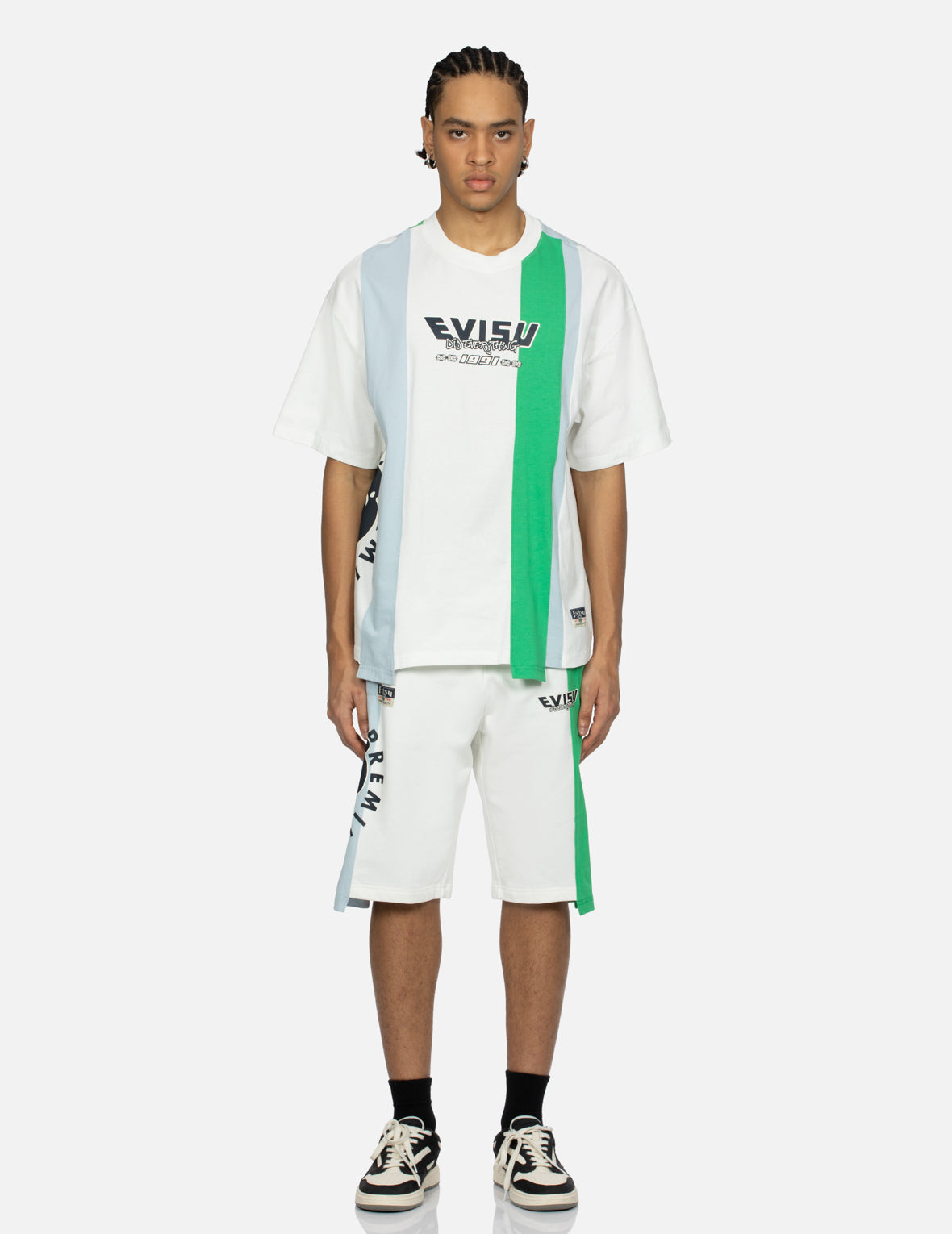 デコンストラクト遊び心ゴッドヘッドプリントのルーズフィットTシャツ