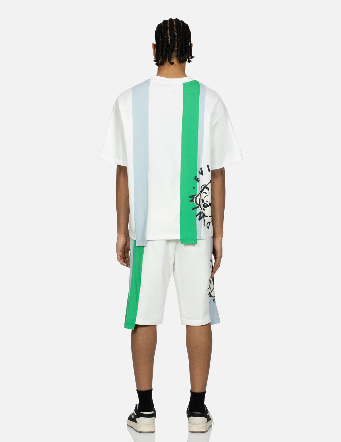 デコンストラクト遊び心ゴッドヘッドプリントのルーズフィットTシャツ