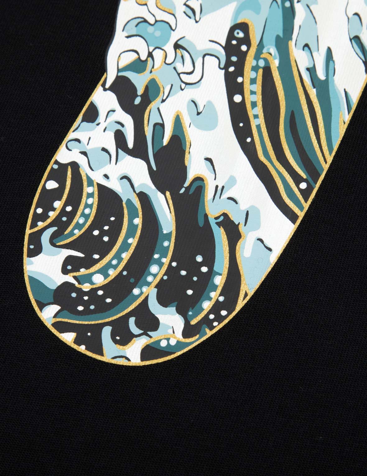 家紋と神奈川沖浪裏大黒プリント リラックスフィット Tシャツ