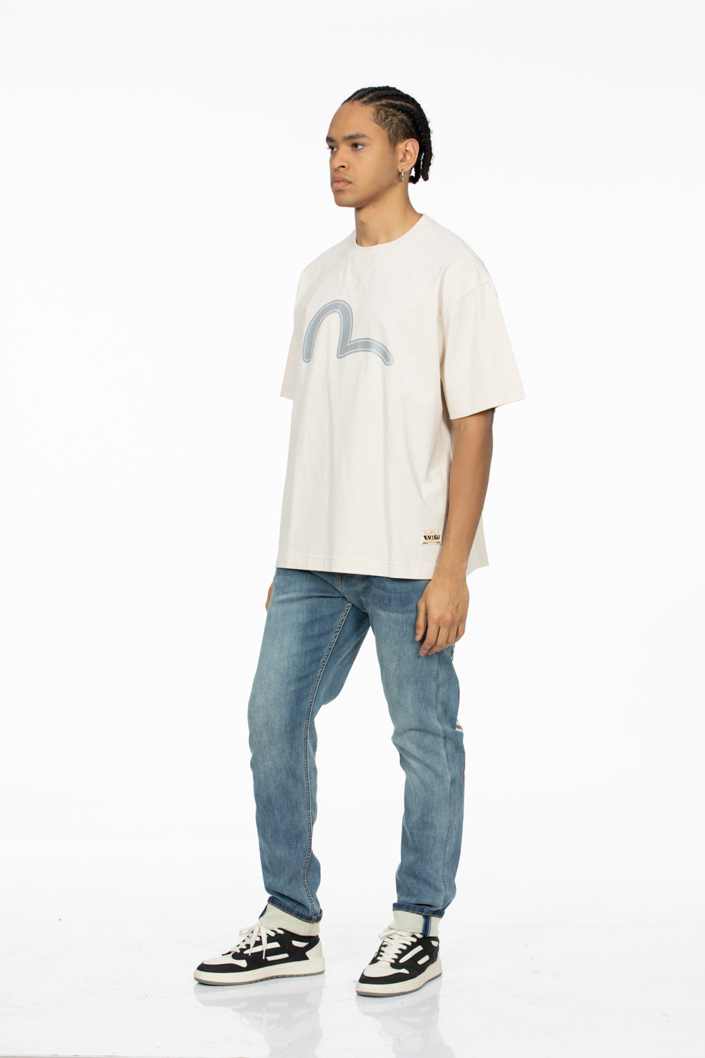 福神のリフレクタープリントルーズフィットTシャツ