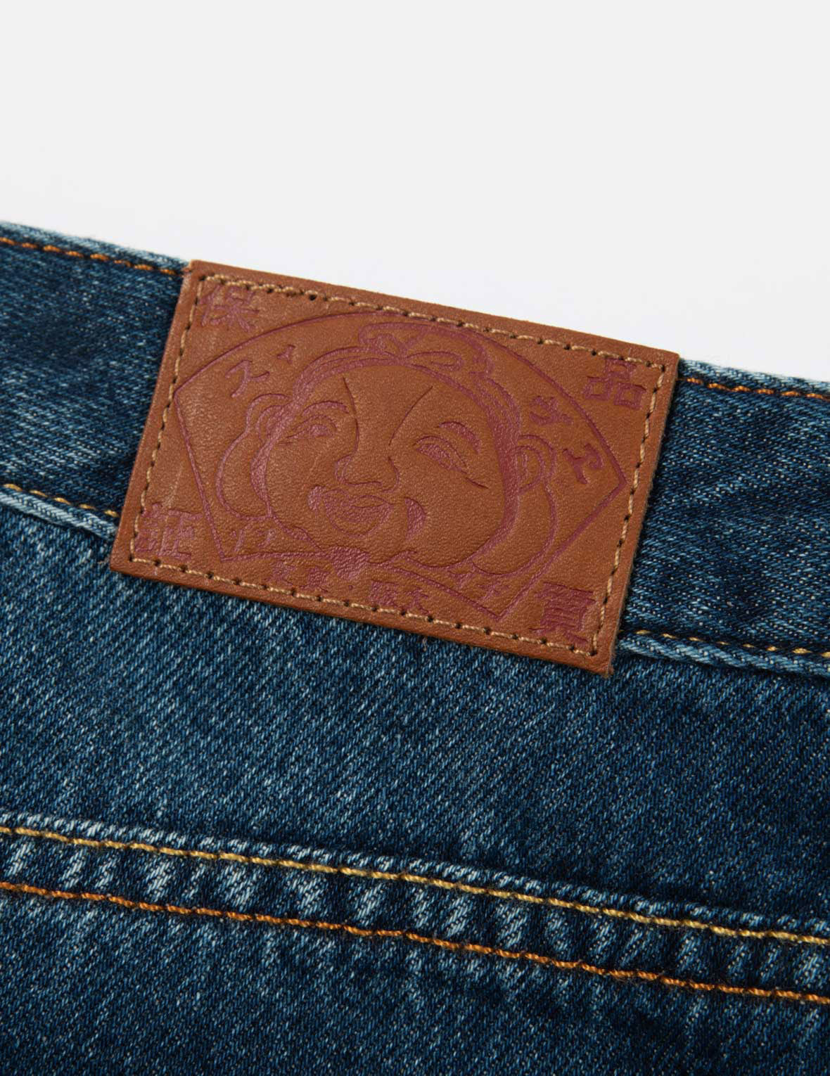 椿柄カモメ刺繍デニムスカート
