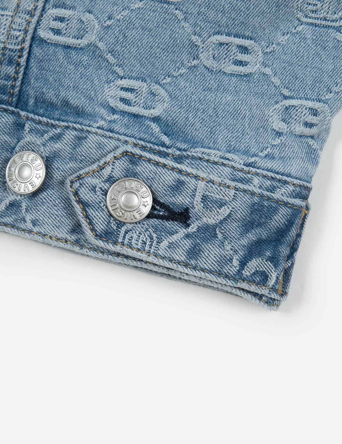 オールオーバーロゴとカモメ刺繍ルーズフィットデニムジャケット