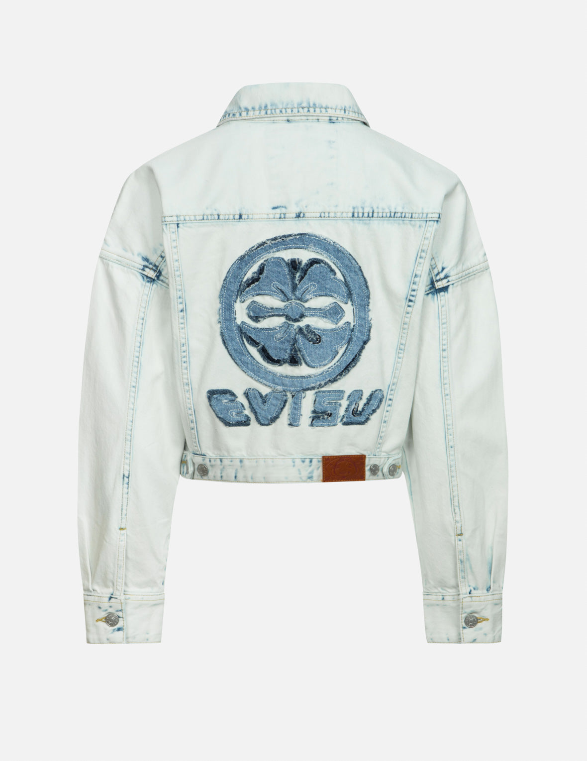 家紋とロゴのアップリケファッションフィットデニムジャケット\n