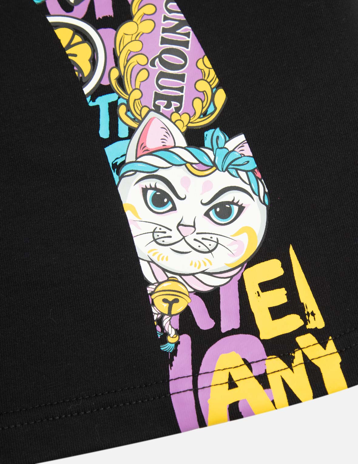 カラーブロッキング だるまと招き猫 大黒プリント ルーズフィット スウェット ショーツ
