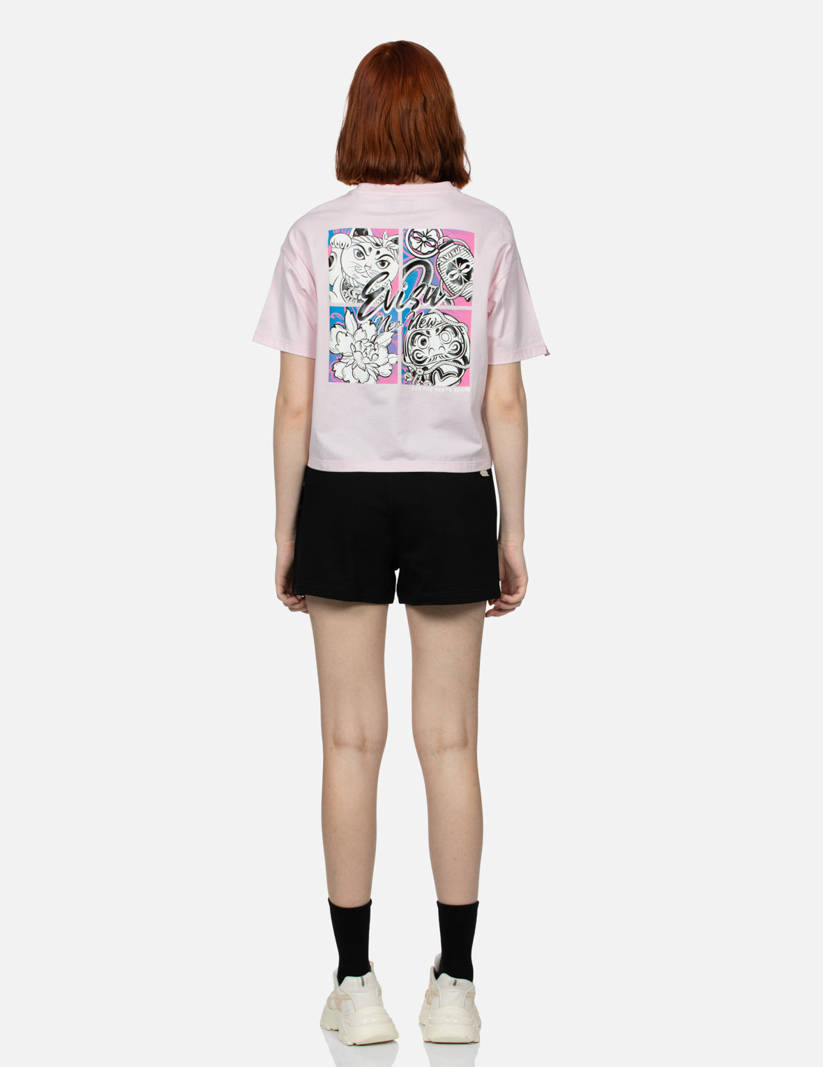 桜と祭りテーマのだるまクロップTシャツ