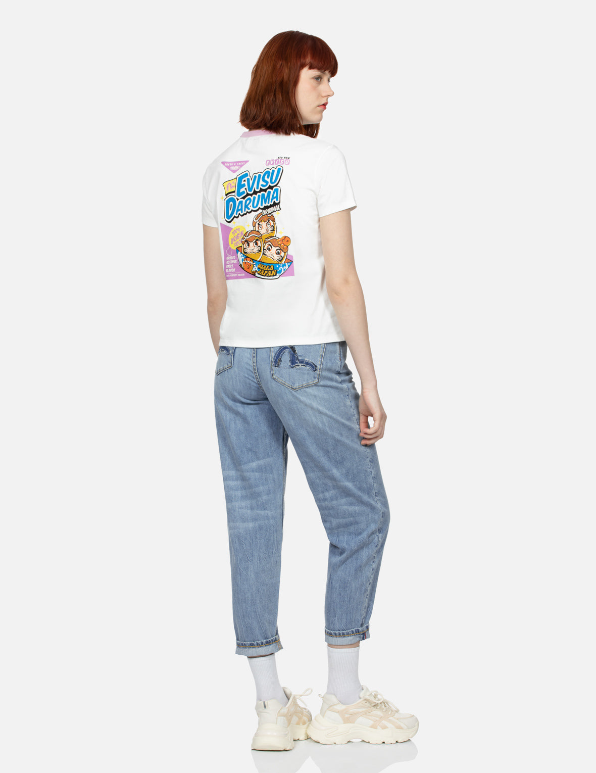 ロゴとたこ焼き だるま プリント レギュラー フィット リンガー Tシャツ