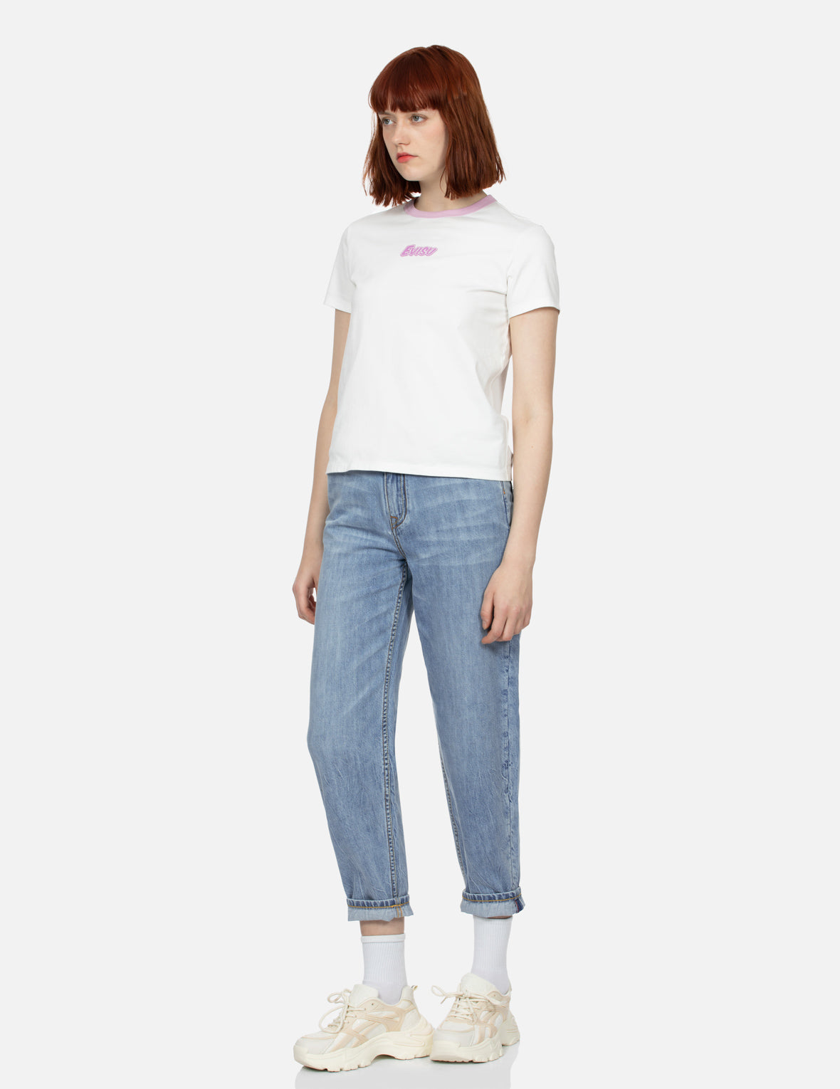 ロゴとたこ焼き だるま プリント レギュラー フィット リンガー Tシャツ