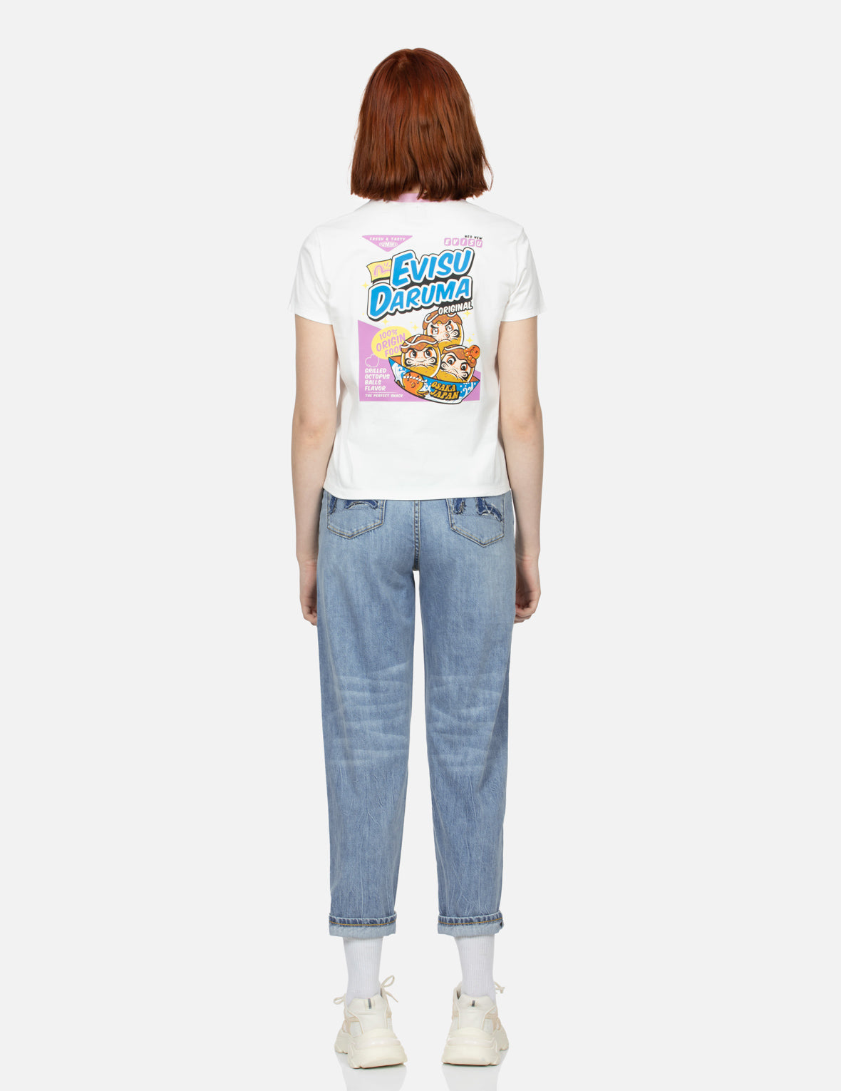 ロゴとたこ焼き だるま プリント レギュラー フィット リンガー Tシャツ