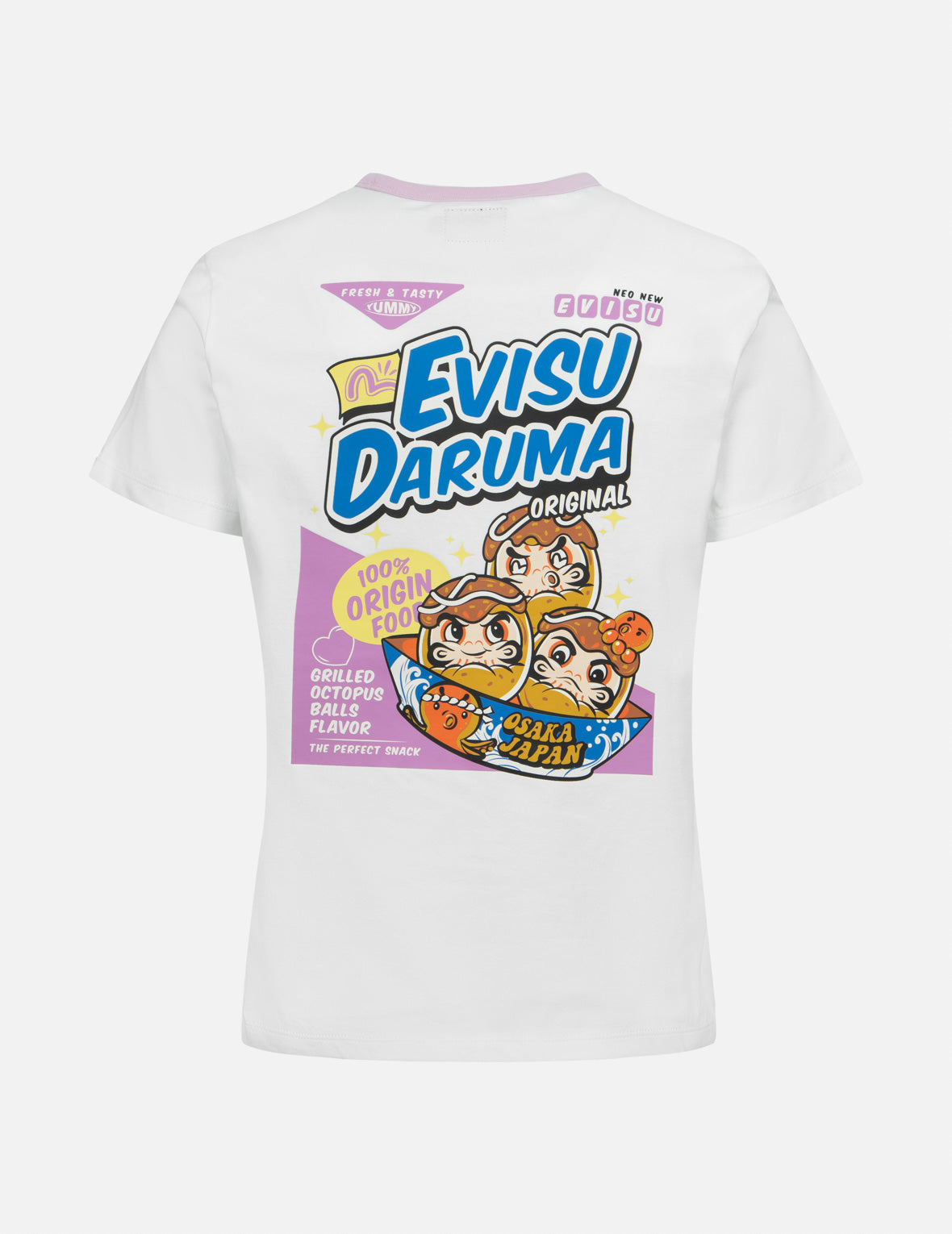 ロゴとたこ焼き だるま プリント レギュラー フィット リンガー Tシャツ