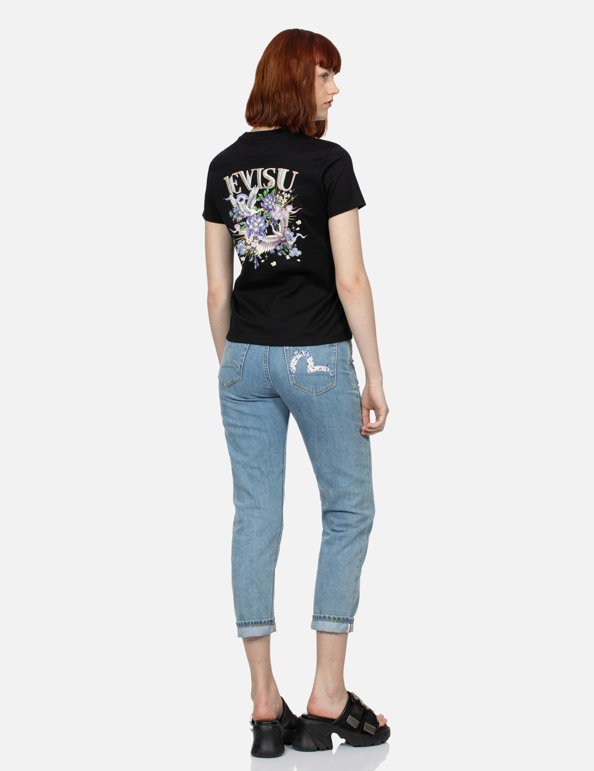 ツルと藤の花 プリント レギュラー フィット Tシャツ