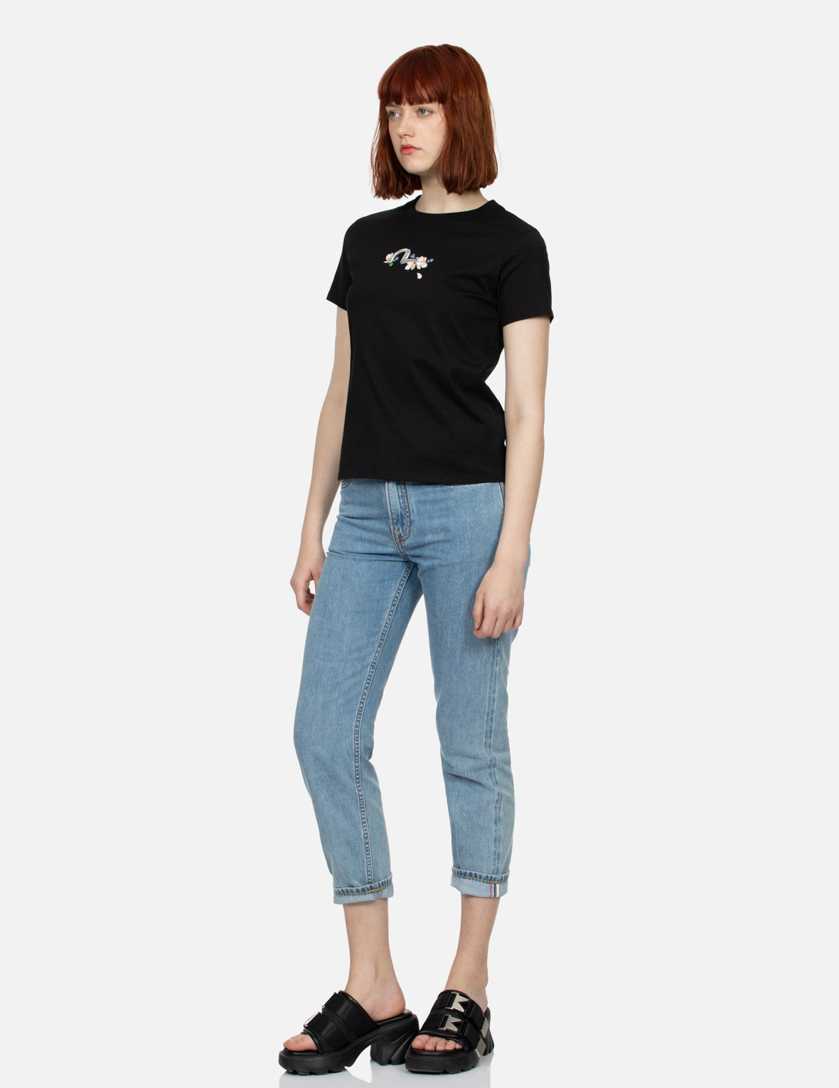 ツルと藤の花 プリント レギュラー フィット Tシャツ