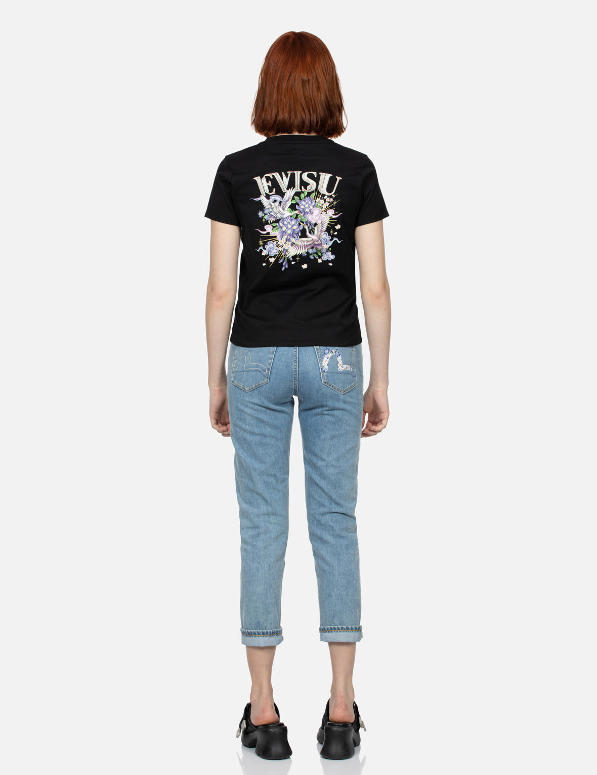 ツルと藤の花 プリント レギュラー フィット Tシャツ