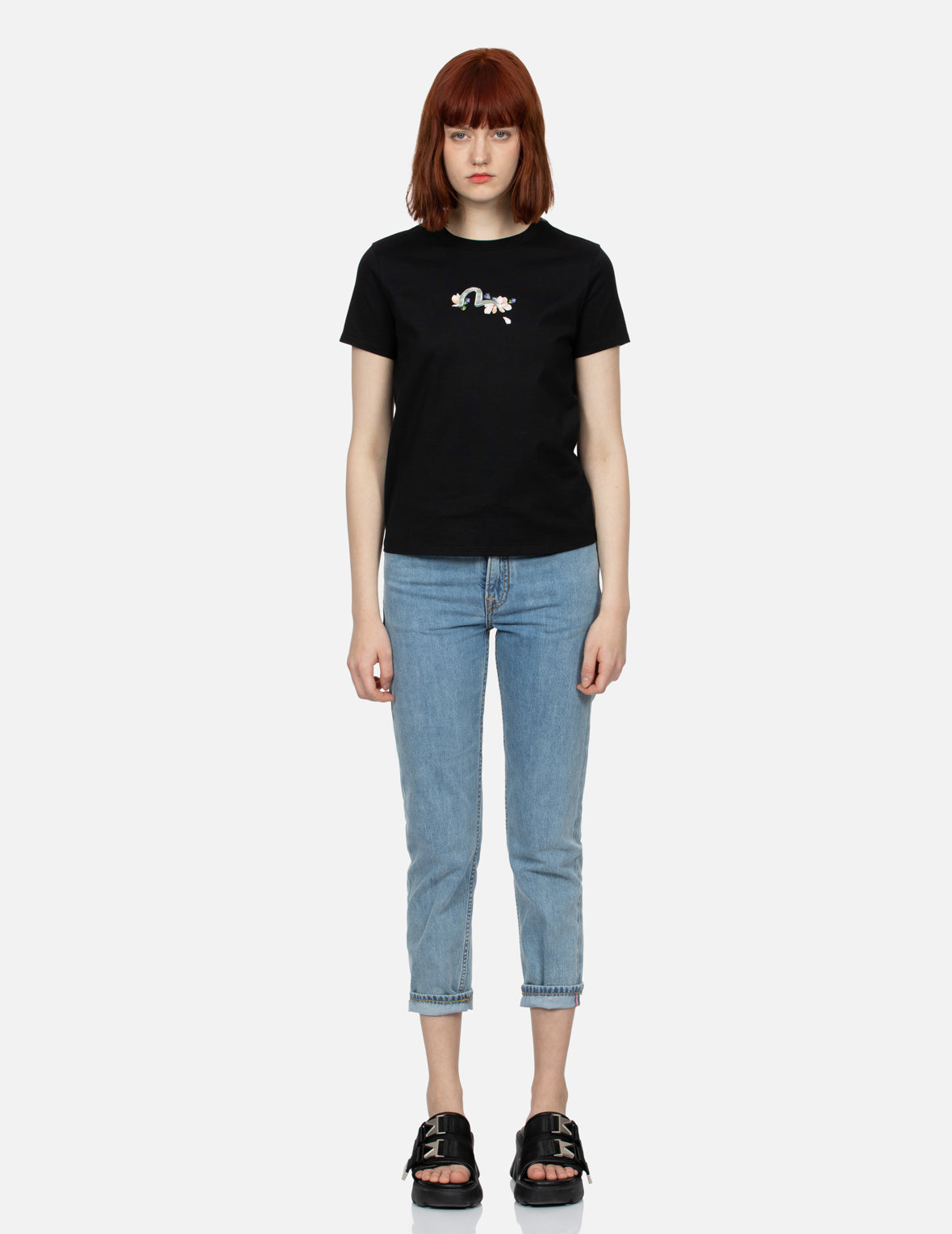ツルと藤の花 プリント レギュラー フィット Tシャツ
