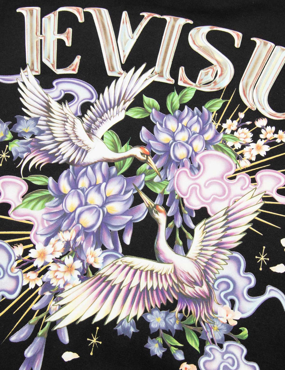 ツルと藤の花 プリント レギュラー フィット Tシャツ