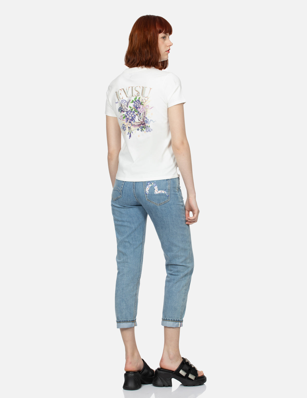ツルと藤の花 プリント レギュラー フィット Tシャツ
