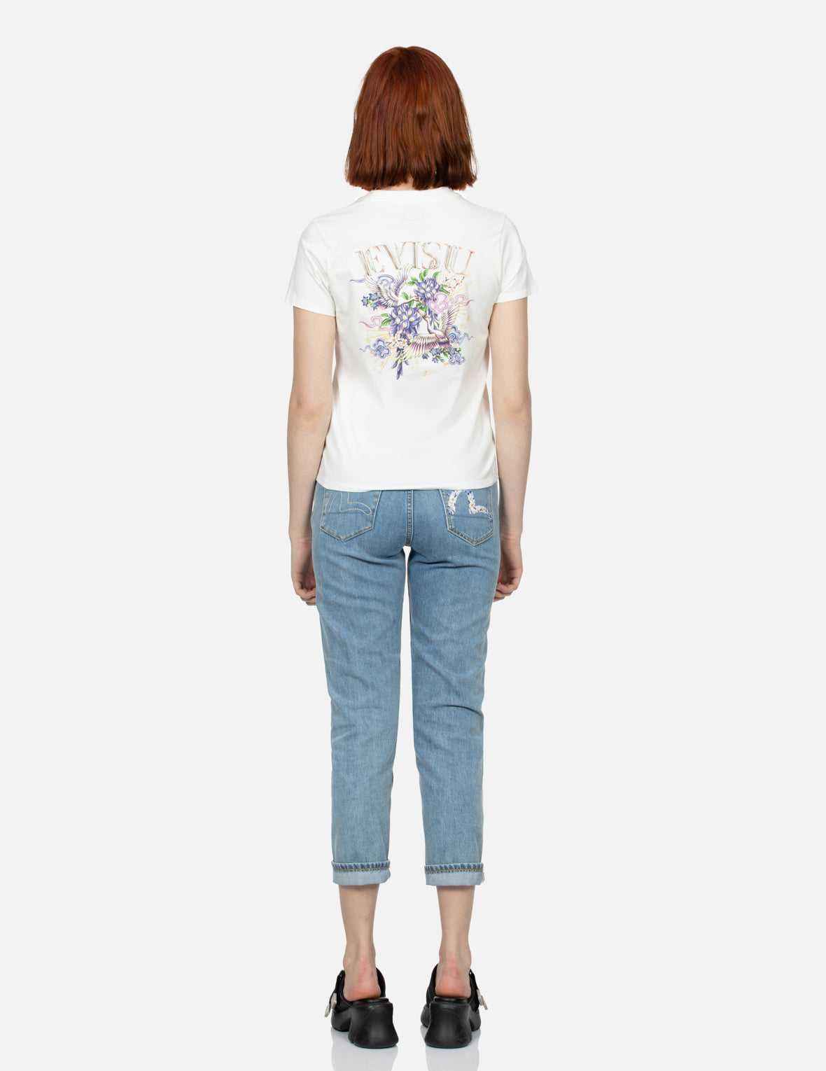 ツルと藤の花 プリント レギュラー フィット Tシャツ