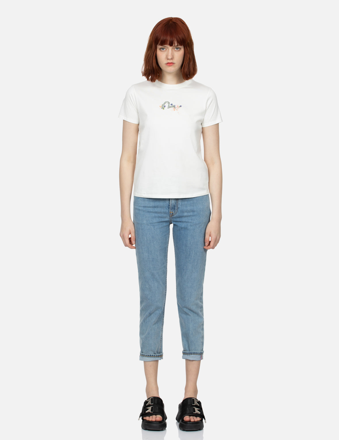 ツルと藤の花 プリント レギュラー フィット Tシャツ