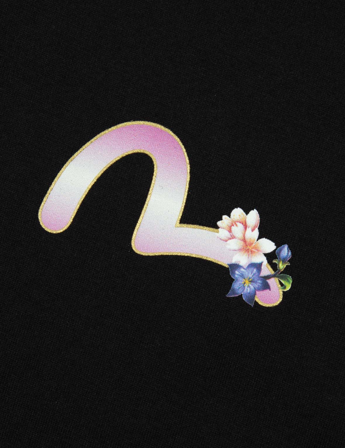 鶴と藤の花大黒ボーイフレンドTシャツ
