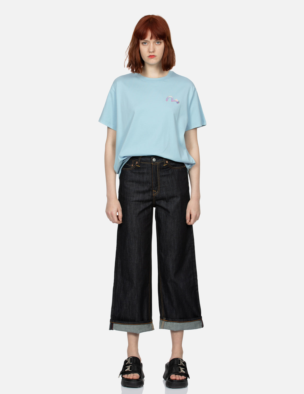 鶴と藤の花大黒ボーイフレンドTシャツ