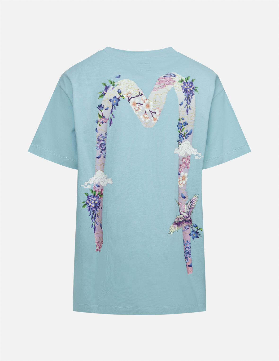 鶴と藤の花大黒ボーイフレンドTシャツ
