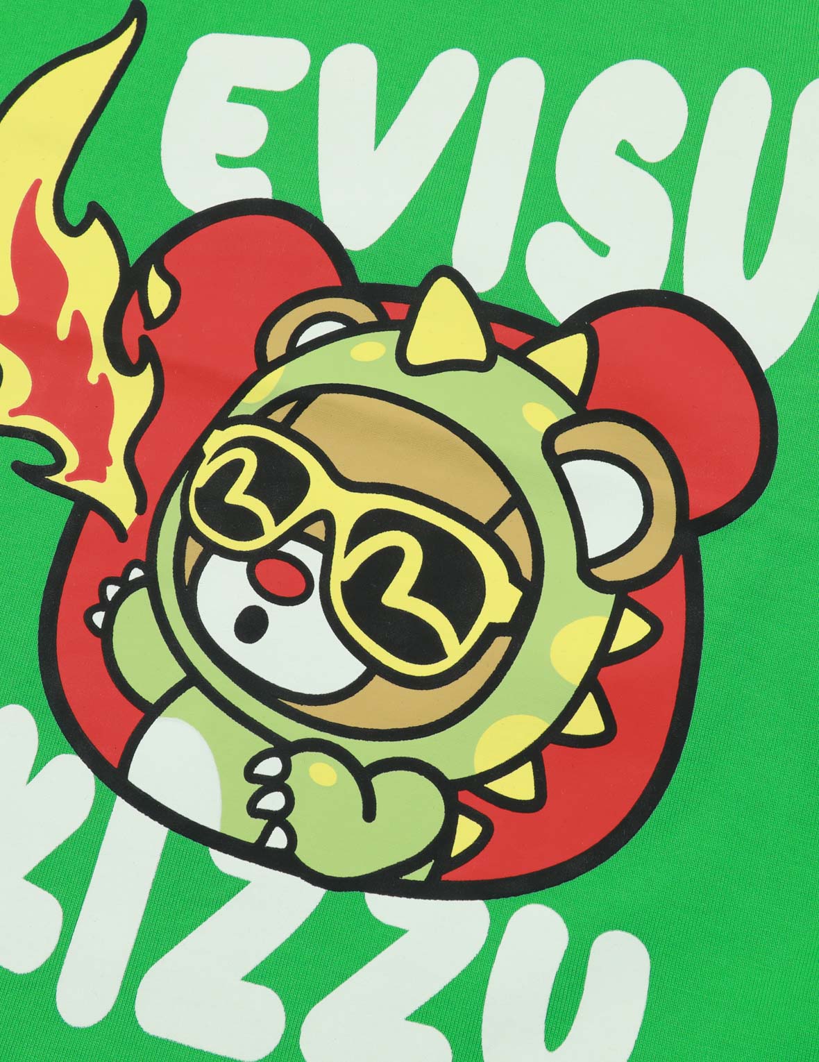 噴火恐竜とクマプリントレギュラーフィットTシャツ