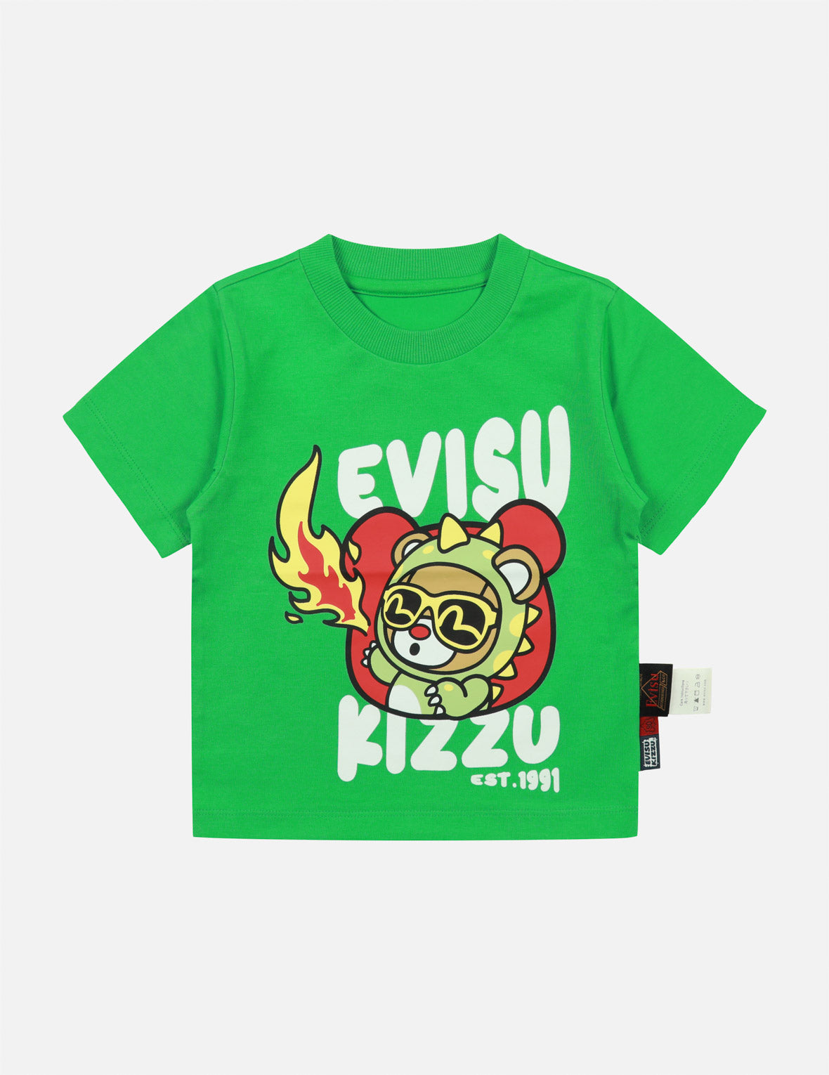 噴火恐竜とクマプリントレギュラーフィットTシャツ