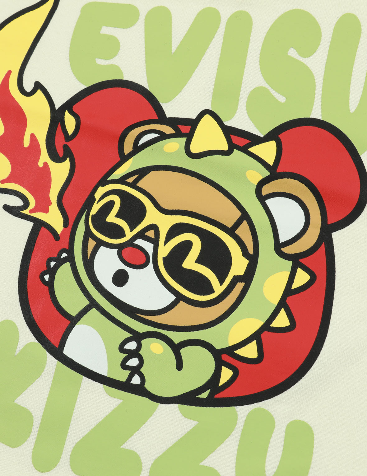 噴火恐竜とクマプリントレギュラーフィットTシャツ